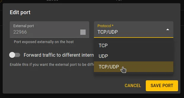 Edit primary port context menu