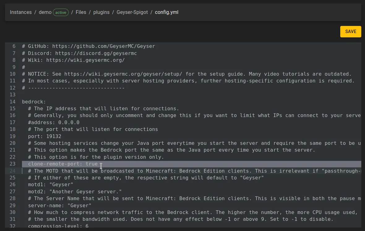 Edit primary port context menu