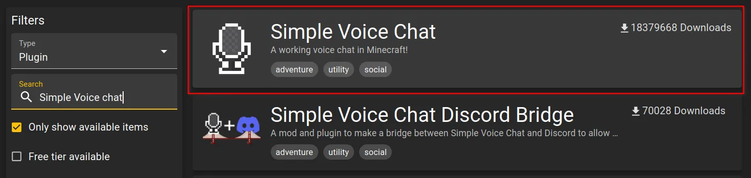Search for component